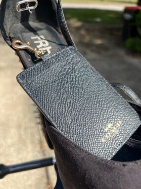 Coach Black Leather Card Holder with Gold Logo